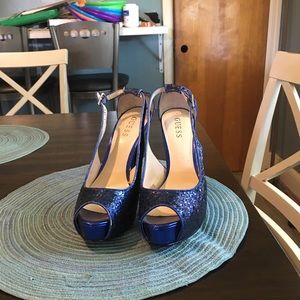Guess Blue Glitter Heel Size 8.5